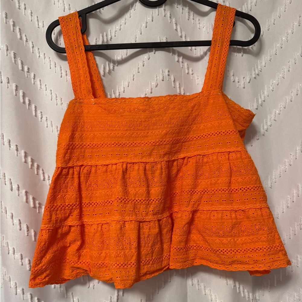 Gianni Bini Orange Eyelet Top
